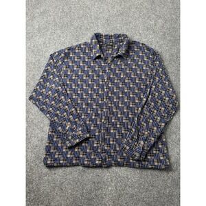 Mens Flannel PacSun Blue Brown Plaid Button Up Shirt Jacket, Size XL